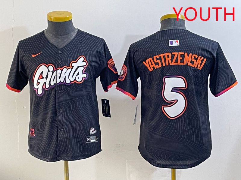 Youth San Francisco Giants #5 Yastrzemski Black Joint Name 2025 Nike MLB Jersey style 31